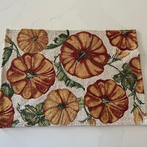 Thanksgiving Fall Harvest Pumpkins & Vines Tapestry Gold Shimmer Placemats Set 4